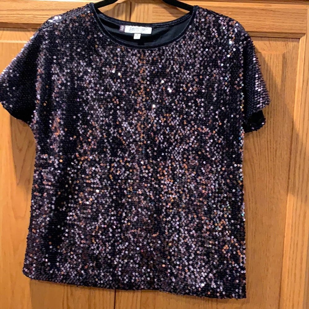 Jennifer Lopez sparkly black sequined top size M